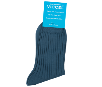 VICCEL / CELCHUK Socks Solid Light Navy Blue Cotton - Eleganckie granatowe skarpety męskie