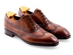 brązowe luksusowe eleganckie obuwie męskie z ażurkami i dekoracyjnymi zdobieniami TLB 531 old england marron typu brogues