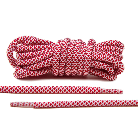 LACE LAB Rope Laces 5mm Red / White - Czerwono białe okrągłe sznurowadła do butów