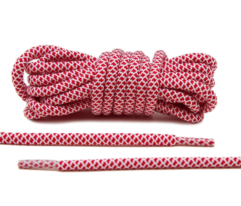 LACE LAB Rope Laces 5mm Red / White - Czerwono białe okrągłe sznurowadła do butów