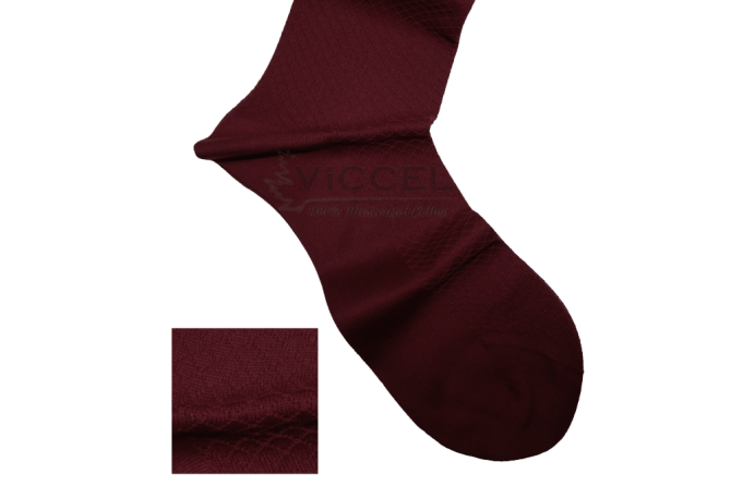 VICCEL / CELCHUK Socks Fish Skin Textured Claret Red - Eleganckie bordowe skarpety z teksturą