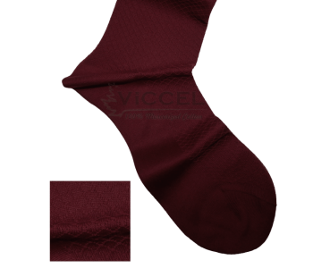 VICCEL / CELCHUK Socks Fish Skin Textured Claret Red - Eleganckie bordowe skarpety z teksturą
