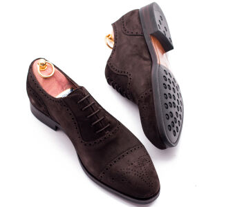 TLB MALLORCA Adelaides Brogue 588S F Suede Brown - brązowe zamszowe brogsy męskie