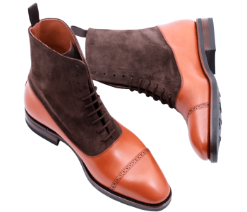 YANKO Balmoral Boots 755Y F Light Brown & Suede Brown - jasno brązowe trzewiki męskie