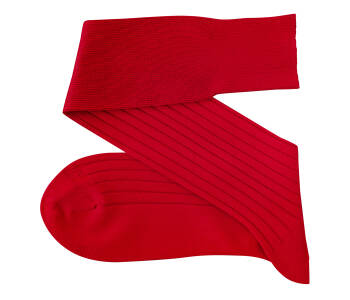 VICCEL / CELCHUK Knee Socks Solid Scarlet Red Cotton - Czerwone luksusowe podkolanówki