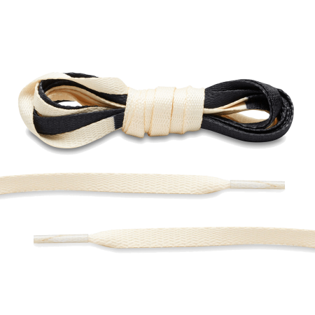 LACE LAB JORDAN 1 Laces 8mm Cream / Black - Dwukolorowe płaskie sznurowadła do butów