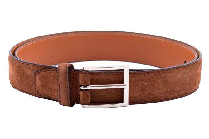 TLB MALLORCA Belt Suede Brown 302AMAR - Zamszowy brązowy pasek do spodni