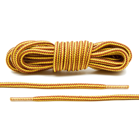 LACE LAB Yellow / Tan Boot Laces 4mm - Żółto brązowe okrągłe sznurowadła do traperów
