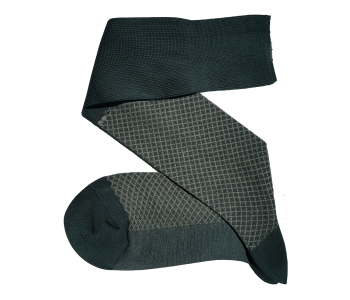 VICCEL / CELCHUK Knee Socks Fish Net Green Beige - Zielono beżowe podkolanówki męskie