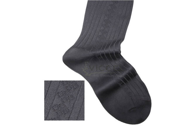 VICCEL / CELCHUK Knee Socks Diamond Textured Charcaol - Antracytowe luksusowe podkolanówki z diamentową teksturą