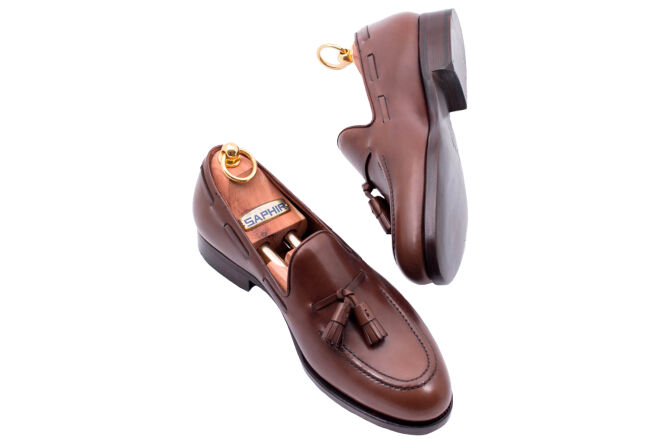 PATINE Tassel Loafers 77041 F Brown - brązowe loafersy męskie