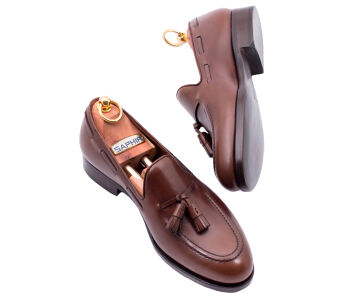 PATINE Tassel Loafers 77041 F Brown - brązowe loafersy męskie