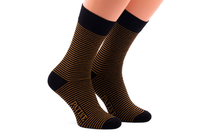 PATINE Socks PAPA01-2012 - Czarne skarpety w żółte paski