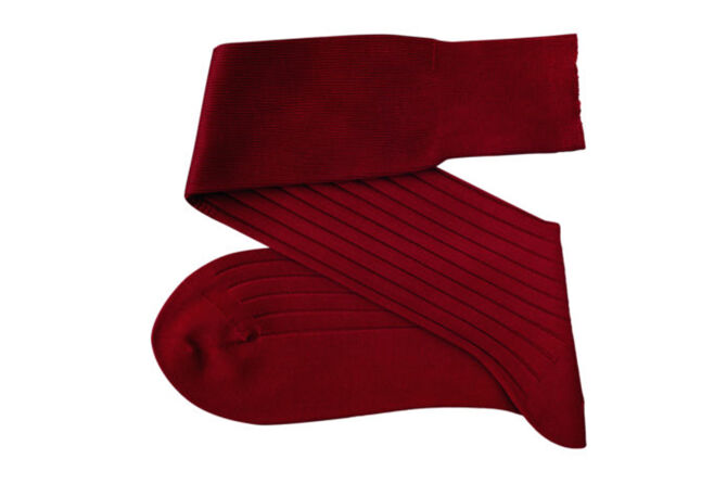 VICCEL / CELCHUK Knee Socks Solid Claret Red Cotton - Bordowe luksusowe podkolanówki