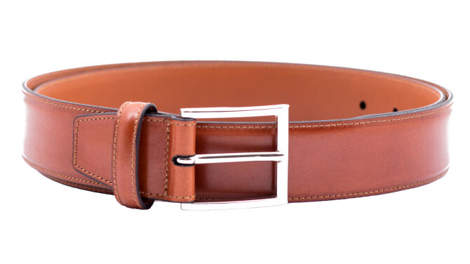 TLB MALLORCA Belt 302CUE - Jasno brązowy skórzany pasek do spodni