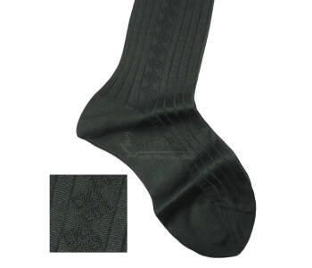 VICCEL / CELCHUK Knee Socks Diamond Textured Forest Green - Ciemno zielone luksusowe podkolanówki z diamentową teksturą