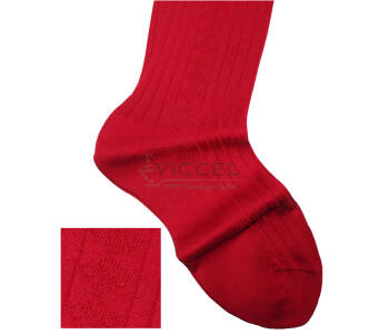 VICCEL / CELCHUK Knee Socks Diamond Textured Scarlet Red - Czerwone luksusowe podkolanówki z diamentową teksturą