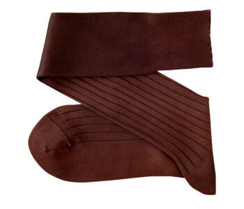 VICCEL Knee Socks Solid Brown Cotton
