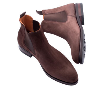 PATINE Chelsea Boots 77036V G Suede Brown - brązowe zamszowe sztyblety męskie