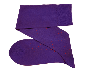 VICCEL / CELCHUK Knee Socks Pin Dots Purple / Red - Purpurowe podkolanówki w czerwone kropki