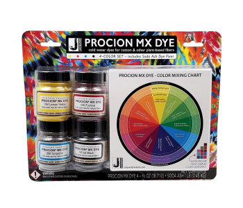 JACQUARD Procion MX Dye 4-Color Set with Soda Ash / Zestaw barwników do bawełny i tkanin naturalnych