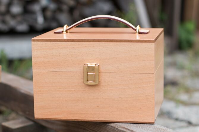 SAPHIR MDOR / LCA Box Groom Beech - Luksusowa drewniana skrzynka z wyposażeniem do pielęgnacji obuwia