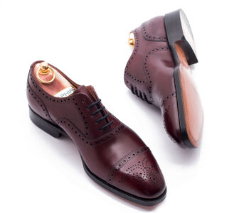 YANKO Half Brogues 435 F Burgundy - bordowe brogsy męskie