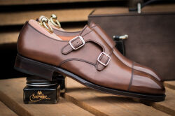 Eleganckie obuwie męskie Yanko 14306 double monks cambridge marron z podeszwą leather.