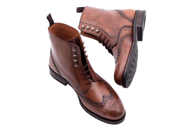 YANKO Boots Brogue 653YH G Brown - brązowe trzewiki męskie