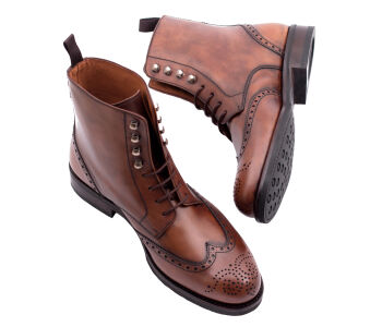 YANKO Boots Brogue 653YH G Brown - brązowe trzewiki męskie