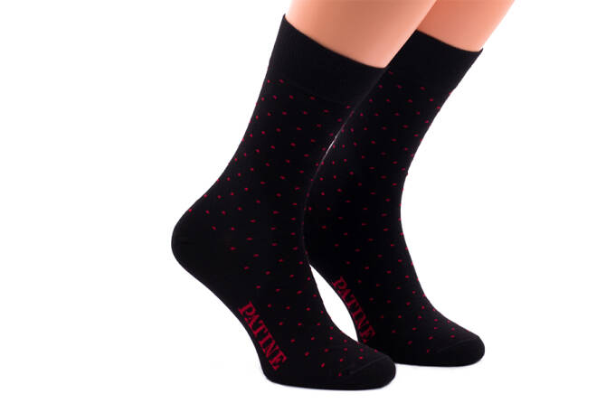 PATINE Socks PAKO01-6017 - Czarne skarpety w czerwone kropki