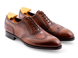 Brązowe luksusowe eleganckie obuwie męskie z ażurkami i dekoracyjnymi zdobieniami TLB 548 old england medium brown typu brogues