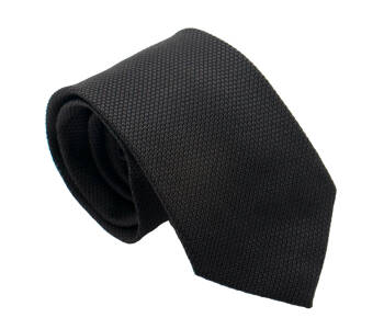 PATINE Tie Grenadine Fina Noir 01 HAND MADE - Luksusowy krawat z czarnej grenadyny