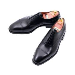Czarne leganckie klasyczne skórzane pantofle oxfordy buty męskie Yanko Boxcalf Negro