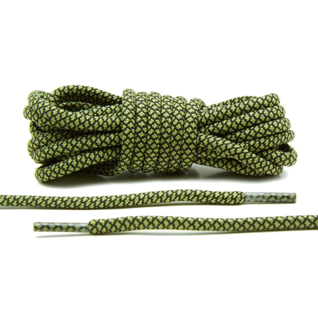 LACE LAB Rope Laces 5mm Olive / Black - Oliwkowo czarne okrągłe sznurowadła do butów