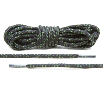 LACE LAB Black / Hunter Green Boot Laces 4mm - Okrągłe sznurowadła do traperów