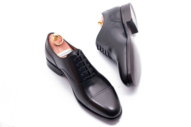 Czarne buty eleganckie męskie klasyczne typu oxford. Stylowe buty dla gentlemana, biznesowe, ślubne.