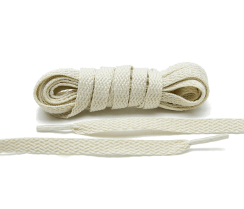 LACE LAB Flat Shoe Laces 8mm Light Beige - Jasnobeżowe płaskie sznurówki do butów