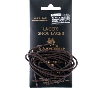 SAPHIR MDOR Laces Fine Glazed 1.5mm Boar Brown - brązowe okrągłe sznurowadła wysoki połysk