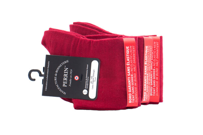 PERRIN Men No Elastic Socks 456 Rouge - Eleganckie skarpety męskie