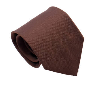 PATINE Tie Solid Silk Marron HAND MADE - Brązowy krawat z jedwabiu