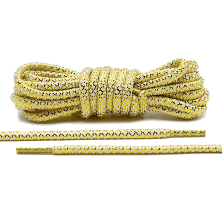 LACE LAB Rope Laces 5mm Metallic Gold / White - Metaliczne złoto białe okrągłe sznurowadła do butów