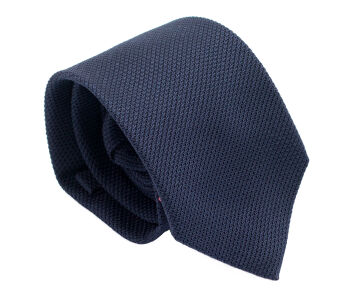 PATINE Tie Grenadine Fina Bleu Petrole 46 HAND MADE - Granatowy krawat z grenadyny