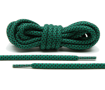 LACE LAB Rope Laces 5mm Green / Black - Zielono czarne okrągłe sznurowadła do butów