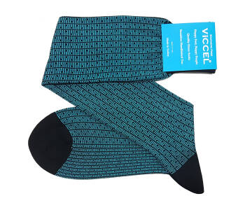 VICCEL / CELCHUK Knee Socks Vertical Striped Black Blue / Dots 