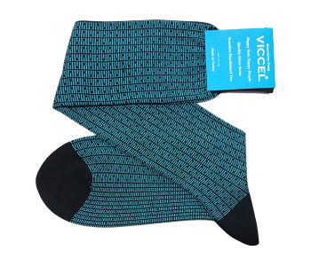 VICCEL / CELCHUK Knee Socks Vertical Striped Black Blue / Dots