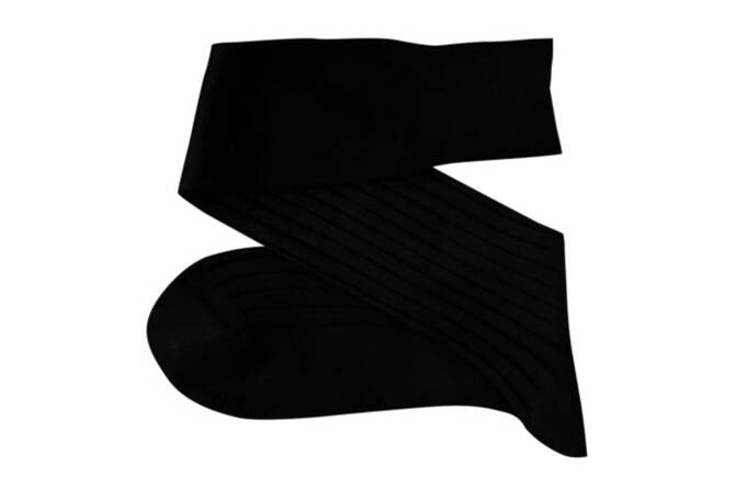 VICCEL / CELCHUK Knee Socks Solid Black Cotton - Czarne luksusowe podkolanówki