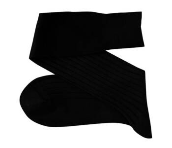 VICCEL / CELCHUK Knee Socks Solid Black Cotton - Czarne luksusowe podkolanówki