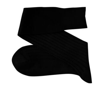 VICCEL / CELCHUK Knee Socks Solid Black Cotton - Czarne luksusowe podkolanówki