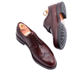 TLB MALLORCA Derby Longwing Brogue NOLAN 589STS F Brown Scotch Grain Leather - brązowe brogsy